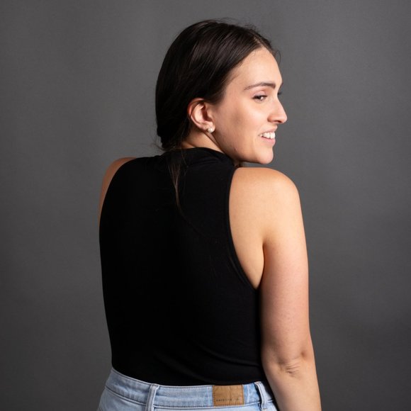 Black Mock Neck Bodysuit - Picture 9 of 10